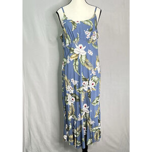 Vintage Milson by Ky's Hawaiian Bias Cut Sundress Floral Sz L Rayon Poplin